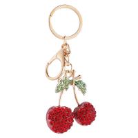 Tibetan Style Key Clasp, Cherry, fashion jewelry & with rhinestone, nickel, lead & cadmium free, 60mm,50*45mm, Sold By PC