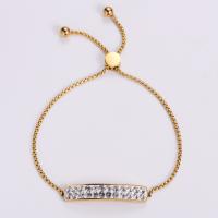 Stainless Steel Jewelry Bracelet 304 Stainless Steel Adjustable & for woman & with rhinestone Length Approx 6.69-9.84 Inch Sold By PC