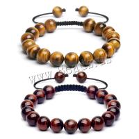 Natural Tiger Eye Bracelets with Knot Cord & Black Agate fashion jewelry & Unisex 10mm Length Approx 7.09-8.27 Inch Sold By PC