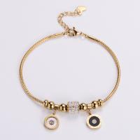 Stainless Steel Jewelry Bracelet 316L Stainless Steel with 1.18inch extender chain Vacuum Ion Plating fashion jewelry & for woman & with rhinestone 2mm Sold Per Approx 6.89 Inch Strand