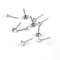 Stainless Steel Earring Stud Component, 304 Stainless Steel, machine polishing & different size for choice, original color, Sold By PC