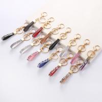 Tibetan Style Key Clasp, with rhinestone, more colors for choice, nickel, lead & cadmium free, 120mm, Sold By PC