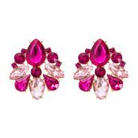 Zinc Alloy Stud Earring with Glass Rhinestone gold color plated for woman nickel lead & cadmium free Sold By Pair