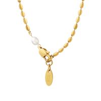 Collar de Acero Titanio, Partículas de acero, con Perlas plásticas, para mujer, más colores para la opción, longitud:aproximado 52 cm, Vendido por UD