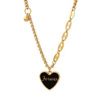 Titanstahl Halskette, mit Verlängerungskettchen von 5cm, Herz, für Frau & Emaille, keine, 20x18mm, Länge:ca. 50 cm, verkauft von PC