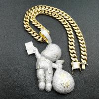 Brass Necklace Cartoon plated Unisex & micro pave cubic zirconia Length Approx 30 Inch Sold By PC