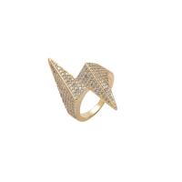 Brass Finger Ring Lightning Symbol plated & micro pave cubic zirconia & for man US Ring Sold By PC