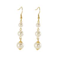 Plastic Pearl Drop Earring with Titanium Steel & Resin 18K gold plated fashion jewelry & for woman 6mm 8mm Sold By Pair