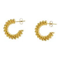 Titan Stål Stud Earring, 18K guldpläterad, mode smycken & för kvinna, 23.50mm, Säljs av Par
