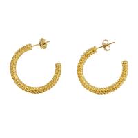 Titan Stål Stud Earring, 18K guldpläterad, mode smycken & för kvinna, 30mm, Säljs av Par