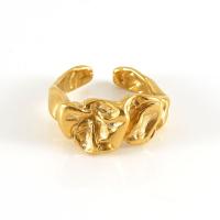 Partículas de aço Cuff Ring Finger, 18K banhado a ouro, joias de moda & unissex, 24x12mm, vendido por PC