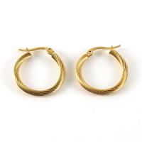 Titantium acciaio orecchino a sostegno, Placcato oro 18K, gioielli di moda & per la donna, 23x23x2.50mm, Venduto da coppia