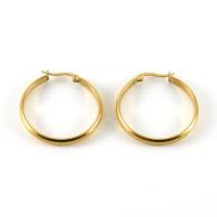 Titanium Steel Lever Back Earring, 18K gold plated, fashion jewelry & for woman, 34x34x4mm, Sold By Pair