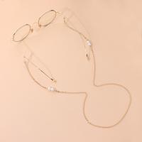 alliage de zinc Chaîne de lunettes, avec perle de plastique, anti-dérapage & pour femme, doré, protéger l'environnement, sans nickel, plomb et cadmium, Longueur Environ 70 cm, Vendu par PC