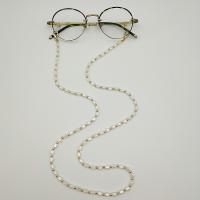 Brillenhalter, Zinklegierung, mit Kunststoff Perlen, Anti-Skidding & verschiedene Stile für Wahl & für Frau, goldfarben, frei von Nickel, Blei & Kadmium, Länge:ca. 70 cm, verkauft von PC