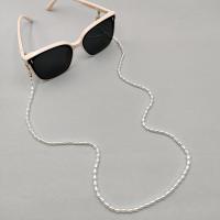 Porta occhiali, perla in plastica, with lega in zinco, anti-skidding & formato differente per scelta & per la donna, bianco, Lunghezza Appross. 70 cm, 2PC/set, Venduto da set