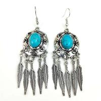 Tibetan Style Drop Earrings, with turquoise, antique silver color plated, fashion jewelry & different styles for choice & for woman, nickel, lead & cadmium free, Sold By Pair