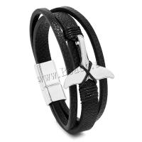 PU Leather Cord Bracelets with Magnet handmade fashion jewelry & Unisex Length Approx 21.5 cm Sold By PC