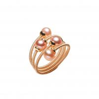 Freshwater Pearl Finger Ring, with Copper Alloy, gold color plated, Natural & Adjustable & fashion jewelry & for woman, more colors for choice, 4-5mm, Sold By PC