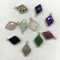 Gemstone Pendants Jewelry, Natural Stone, with Brass, Rhombus, gold color plated, DIY & different materials for choice & faceted, more colors for choice, 15x25mm, Sold By PC