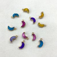 Pingentes de joias de ágata, Ágata quartzo de gelo, with cobre, Lua, cromado de cor dourada, DIY, Mais cores pare escolha, 9x18mm, vendido por PC