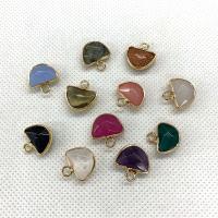 Gemstone Pendants Jewelry, Natural Stone, with Brass, Dome, gold color plated, DIY & different materials for choice & faceted, more colors for choice, 13x14mm, Sold By PC