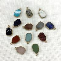 Gemstone Pendants Jewelry, Natural Stone, with Brass, irregular, gold color plated, DIY & different materials for choice, more colors for choice, 12x23mm, Sold By PC