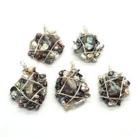 Freshwater Pearl Pendants with Resin & Brass irregular silver color plated DIY mixed colors 35x45- Sold By PC