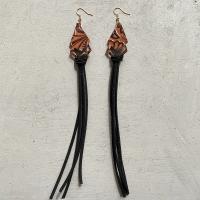 Fashion Fringe Earrings Leather fashion jewelry & for woman 75mm Sold By Pair