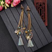Fashion Fringe Earrings, Tibetan Style, gold color plated, fashion jewelry & for woman, nickel, lead & cadmium free, 148mm, Sold By Pair