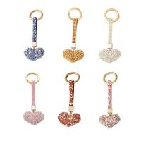Tibetan Style Key Clasp, Heart, with rhinestone, more colors for choice, nickel, lead & cadmium free, 35*45mm,140mm, Sold By PC