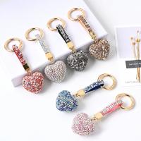 Tibetan Style Key Clasp, Heart, with rhinestone, more colors for choice, nickel, lead & cadmium free, 45*115mm,30mm, Sold By PC