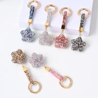 Tibetan Style Key Clasp, Star, with rhinestone, more colors for choice, nickel, lead & cadmium free, 45*130mm,30mm, Sold By PC