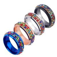 حجر الراين خاتم الإصبع الفولاذ المقاوم للصدأ, 304 الفولاذ المقاوم للصدأ, للجنسين & حجم مختلفة للاختيار & مع حجر الراين, المزيد من الألوان للاختيار, تباع بواسطة PC