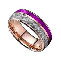 Rhinestone Stainless Steel Finger Ring, 304 Stainless Steel, polished, Unisex & different size for choice & with rhinestone, purple, 8mm, Sold By PC