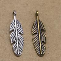 Tibetan Style Feather Pendants, vintage & DIY, more colors for choice, nickel, lead & cadmium free, 29x9x3mm, Sold By PC