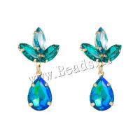 Zinc Alloy Drop Earrings with Glass Rhinestone Teardrop gold color plated for woman nickel lead & cadmium free Sold By Pair