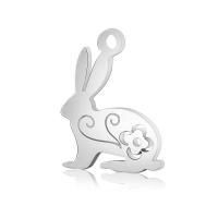 Stainless Steel Animal Pendants, 304 Stainless Steel, Rabbit, Galvanic plating, DIY & hollow, more colors for choice, nickel, lead & cadmium free, 16x12mm, Approx 10PCs/Bag, Sold By Bag