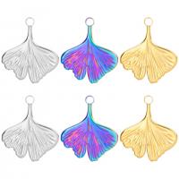 Stainless Steel Jewelry Necklace, 304 Stainless Steel, Ginkgo Leaf, plated, fashion jewelry, more colors for choice, 27x23mm, Sold By PC