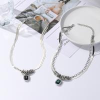 Mode-Multi-Layer-Halskette, Messing, mit Kristall, Doppelschicht & Modeschmuck & für Frau & mit Strass, keine, 20mm, Länge:44 cm, verkauft von PC