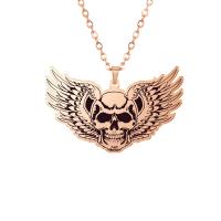 Stainless Steel Jewelry Necklace, 304 Stainless Steel, with 5cm extender chain, Skull, Vacuum Ion Plating, punk style & for man & blacken, more colors for choice, 40x25mm, Length:45 cm, Sold By PC