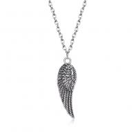 Stainless Steel Jewelry Necklace, 304 Stainless Steel, with 5cm extender chain, Wing Shape, Unisex, platinum color, Length:45 cm, Sold By PC