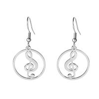 Stainless Steel Drop Earring 304 Stainless Steel Music Note Vacuum Ion Plating for woman & hollow Sold By Pair