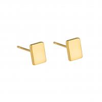 Stainless Steel Stud Earrings 304 Stainless Steel Rectangle Vacuum Ion Plating for woman Sold By Pair