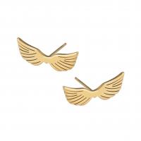 Stainless Steel Stud Earrings 304 Stainless Steel Wing Shape Vacuum Ion Plating for woman Sold By Pair
