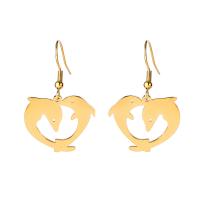 Stainless Steel Drop Earring 304 Stainless Steel Dolphin Vacuum Ion Plating for woman & hollow Sold By Pair