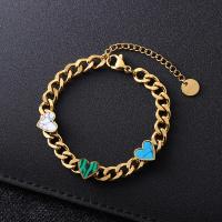 Stainless Steel Jewelry Bracelet, 304 Stainless Steel, with 5cm extender chain, Heart, Vacuum Ion Plating, fashion jewelry, golden, Length:16 cm, Sold By PC