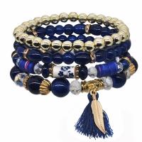 résine Set de bracelet, avec alliage de zinc, 4 pièces & Style bohème & pour femme, plus de couleurs à choisir, Longueur Environ 7 pouce, Vendu par fixé