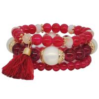 résine Set de bracelet, avec perle de plastique & alliage de zinc, multicouche & Style bohème & pour femme, plus de couleurs à choisir, 28mm, Longueur Environ 7 pouce, Vendu par fixé