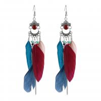 Tibetan Style Tassel Earring, with Seedbead & Feather, antique silver color plated, Bohemian style & for woman & enamel, more colors for choice, 19x135mm, Sold By Pair